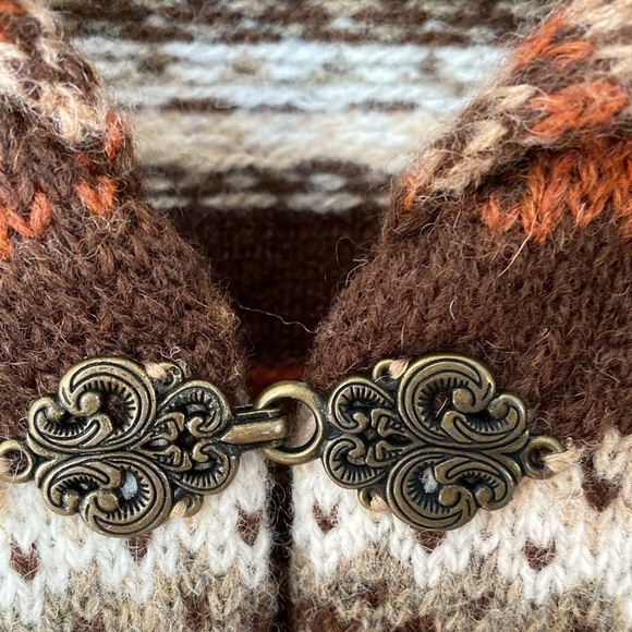 Telluride Clothing Co. Cardigan. Fair Isle Shawl Collar, 100% Wool, Size Small - Picture 9 of 11